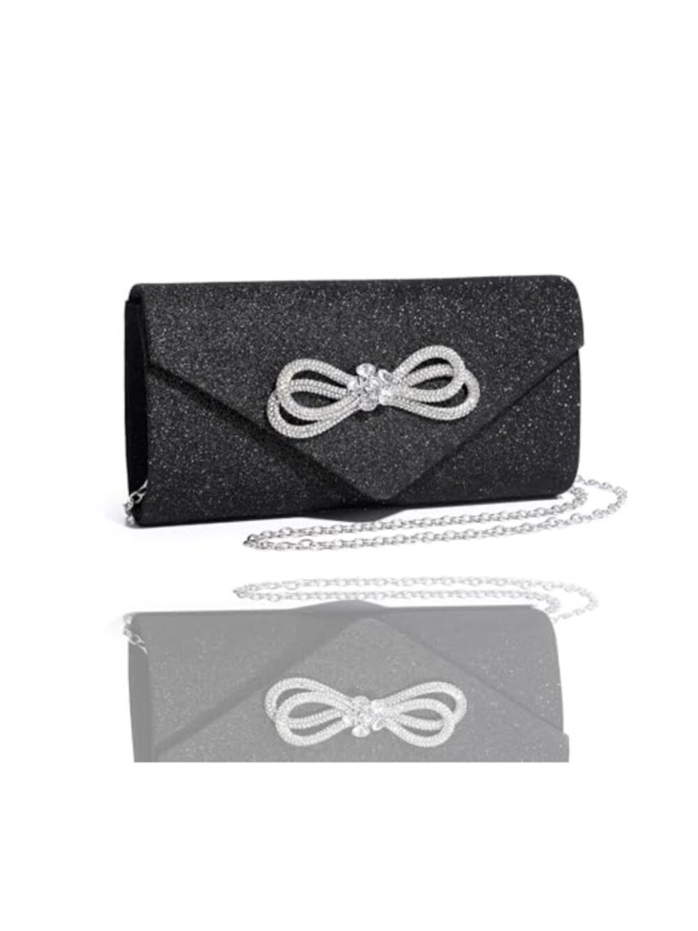 Sparkly Bow Clutch Purse Rhinestone Evening Bag Wedding Party Prom Formal